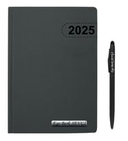 Kişiye Özel 2027 Tarihli Siyah Yaldız Baskılı Günlük Ajanda ve Kalem