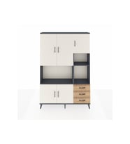 Arges Dolap 9 Raflı 3 Çekmeceli 5 Kapaklı 132x30x195 Antrasit-Aytaşı/Çam