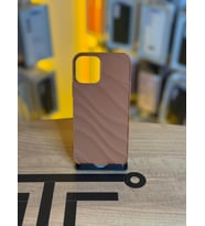 iPhone 12 Uyumlu Kaymaz Tırtıklı Dokulu Mat Kılıf (Kahverengi)
