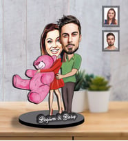 Kişiye Özel Sevgili Karikatürlü İki Katmanlı Ahşap Biblo Model 8-Eco