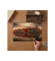 Renkli Evlerin Suya Yansıması Tasarımı 240 parça Ahşap Puzzle Ahşap Kutuda MP04485