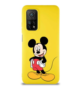 Xiaomi Mi 10T Soft Premier Kapak Mickey Mouse-E Tasarımlı Silikon Kılıf - Sarı (Şeffaf)