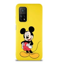 Xiaomi Mi 10T Soft Premier Kapak Mickey Mouse-E Tasarımlı Silikon Kılıf - Sarı (Şeffaf)