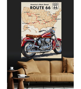 Route Altmışaltı Motosiklet Harita Dekoratif Kanvas - Mdf Ahşap Tablo