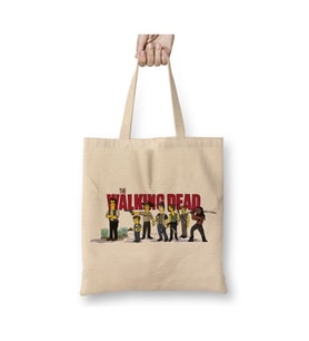 The Walking Dead Simpsonized Beyaz Bez Çanta Uzun Saplı Alışveriş Çantası Plaj Çantası