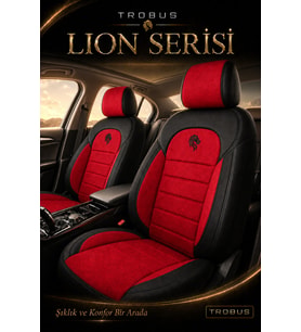 Fiat Stilo 2001-2006 Uyumlu Lion Serisi 2+1 Ticari Tay Tüyü Kırmızı Siyah Koltuk Kılıfı