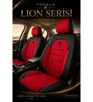 Fiat Stilo 2001-2006 Uyumlu Lion Serisi 2+1 Ticari Tay Tüyü Kırmızı Siyah Koltuk Kılıfı