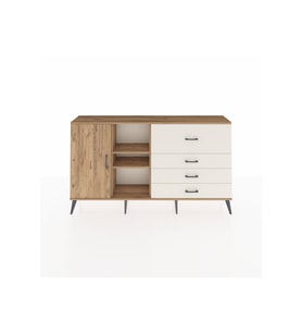 Arges Konsol 4 Raflı 4 Çekmeceli Tek Kapaklı  176x30x99 Çam-Çam/Aytaşı