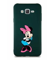 Samsung Galaxy J7 Core Soft Premier Kapak Minnie Mouse-D Tasarımlı Silikon Kılıf - Yeşil (Şeffaf)