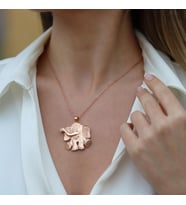 Fil Figürlü Rose Gold Gümüş Kolye
