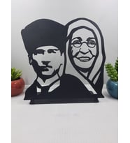 Gowpenart Atatürk ve Annesi Zübeyde Hanım Masaüstü Siyah Metal Biblo / Ev - Ofis Dekoru / Hediye Biblo / 20 x 20 Cm