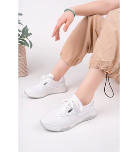 Beyaz Kadın Fileli Sneaker Günlük Ayakkabı (Beyaz)