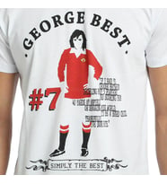 Bant Giyim - George Best Futbol Beyaz Erkek T-shirt Tişört
