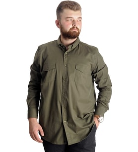 Mode XL Erkek Gömlek UKol Gabardin Çift Cep 20360 Haki