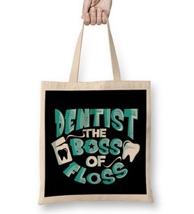 Dentist The Boss of Floss Cute Dentistry Bez Çanta Uzun Saplı
