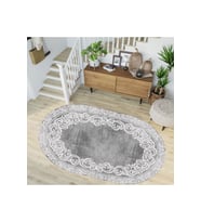 Eliana Home Baskılı, Yıkanabilir Kaymaz Taban Oval Halı LNA7248-HK105 100x150 cm (Gri)