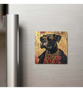 Dog - Köpek - Güneş Gözlüklü Style - Buzdolap Magneti - 9x9 Cm
