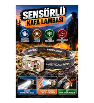 Sensörlü Şarj Edilebilir LED Kafa Lambası – 45° Ayarlanabilir Işık Açısı