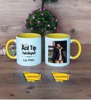 Acil Tıp Teknisyeni Kupa Bardak Sarı Fotoğraflı Tıp Bayramı Hediyesi