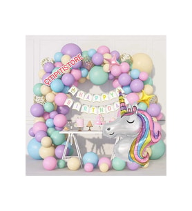 Kız Çocuklar Için Unicorn Lüks Doğum Günü Parti Seti Süsü