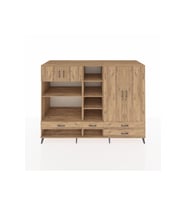 Kronos Dolap 12 Raflı 4 Çekmeceli 4 Kapaklı 220x59x163 Çam-Çam