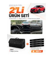 HYUNDAİ TUCSON (2018-2021) Uyumlu Torpido Örtüsü + Deri Bagaj Çantası + Sticker Seti - Siyah