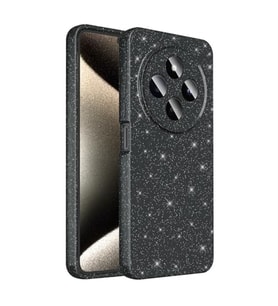 Coverzone Xiaomi Redmi 14C 4G ile uyumlu Z-Jelly K?l?f Kamera Korumal? Simli I??lt?l? Renkli Parlak Silikon Kapak - Siyah