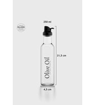 Renga Oslo Yazı Desenli 250 ml Siyah Kapaklı Cam Yağlık 152001