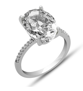 Gümüş Ice Cut Oval Zirkon Taşlı Kadın Yüzük