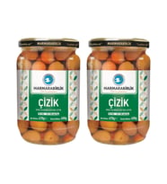 MarmaraBirlik Yesil Çizik Zeytin 400 gr Cam XS-2XS x 2 Adet