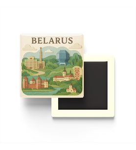 Belarus - Belarus - Paper Cut Art - Baskılı Buzdolap Magneti Kare - 9x9 cm