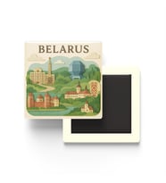 Belarus - Belarus - Paper Cut Art - Baskılı Buzdolap Magneti Kare - 9x9 cm