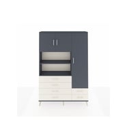 Arges Dolap 9 Raflı 6 Çekmeceli 3 Kapaklı 132x30x195 Antrasit-Antrasit/Aytaşı