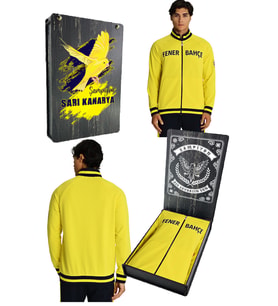 Fenerbahçe Sarı Tribün UV Baskılı Arma Detay Erkek Sweatshirt (Lacivert)