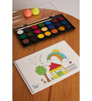 24 Adet Okul Orta Boy Resim Defteri 23*33cm Güzel Evim Karton Kapak Spiralli 15 Yaprak Set