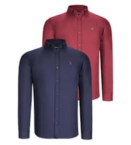 İKİLİ SET G725 DEWBERRY ERKEK GÖMLEK-LACİVERT- BORDO (Karışık)