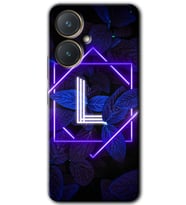 Vivo Y27 Kılıf HD Desen Baskılı Kılıf - Dark Neon Yaprak L Harfi