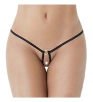 ASM0197 Bayan Siyah Özel Nokta VurguluTanga String