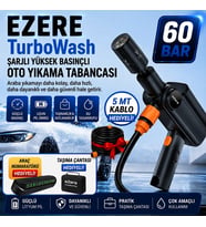 EZERE TurboWash Şarjlı 60 Bar Yüksek Basınçlı Oto Araba Bahçe Yıkama ve Temi - GLST9300-341