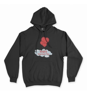 Sevgililer Günü Siyah Kapşonlu Sweatshirt Hoddie