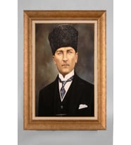 Altın Varaklı Paspartulu Çerçeveli Atatürk Tablo sd858