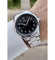 Casio CSISTE191 Kadranı Siyah Kordonu Gümüş Renk Hediye Paketli Erkek Kol Saati