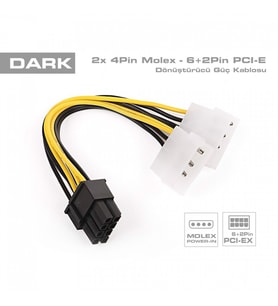 DARK DARK DK-CB-P104 2x4pin-6+2pin PCIe Dönüştürücü Güç Kablosu