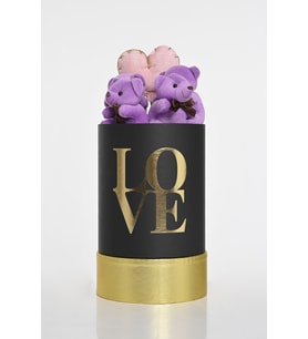 Love Silindir Kutuda Peluş Mor Ayıcıklar ve Kalp
