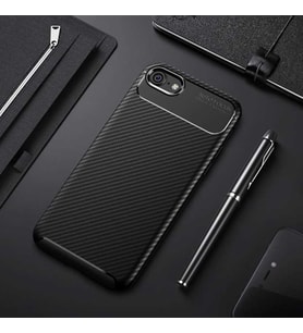 Uyumlu Model Apple iPhone 6 6S Kılıf Karbon Silikon Case (Siyah)
