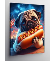 Kanvas Tablo Hotdog Pug Cinsi Köpek