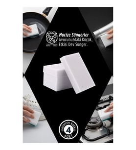 4 lü Melamin Katkılı Ultra Güçlü Mucize Leke Silici Sünger Seti 722894