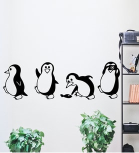 4 Parçalı Mdf Penguen Tablo (Siyah)