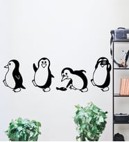 4 Parçalı Mdf Penguen Tablo (Siyah)