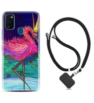 Samsung M21 M22 M23 M30 M31S M32 Kılıf Boyun Askılı Silikon Queen Flamingo 1748